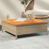 Stolik ogrodowy, beżowy, 70x70x25 cm, rattan i drewno akacjowe