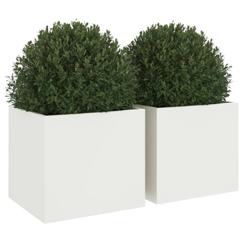 Donice, 2 szt., białe, 32x30x29 cm, stal