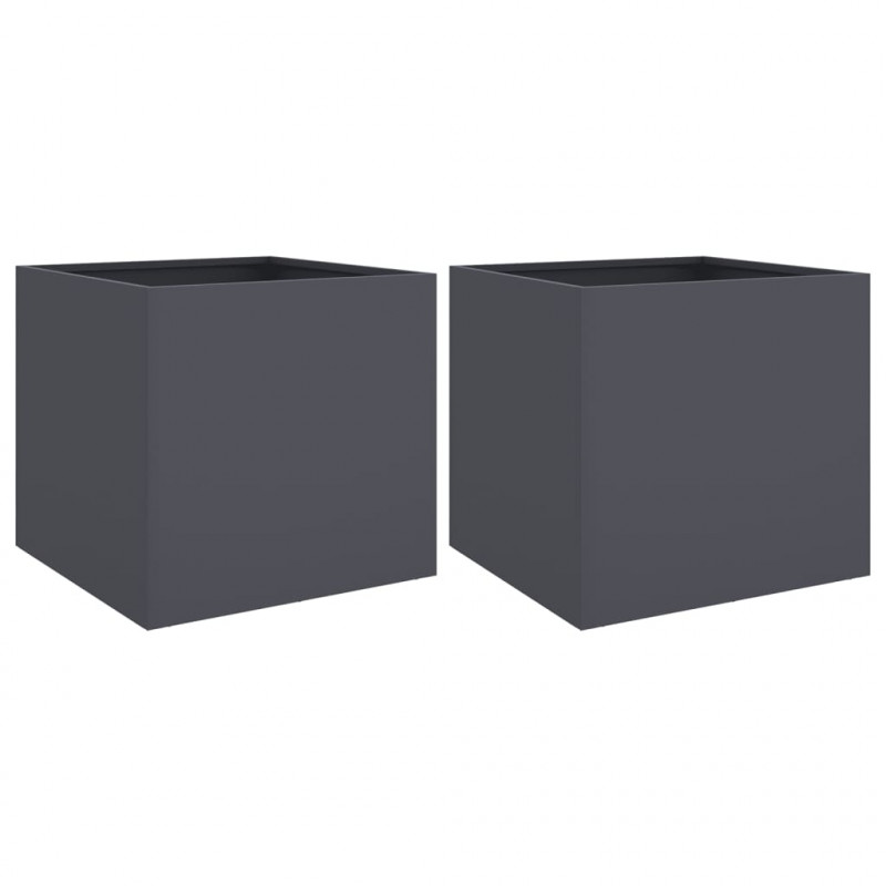 Donice, 2 szt., antracytowe, 42x40x39 cm, stal