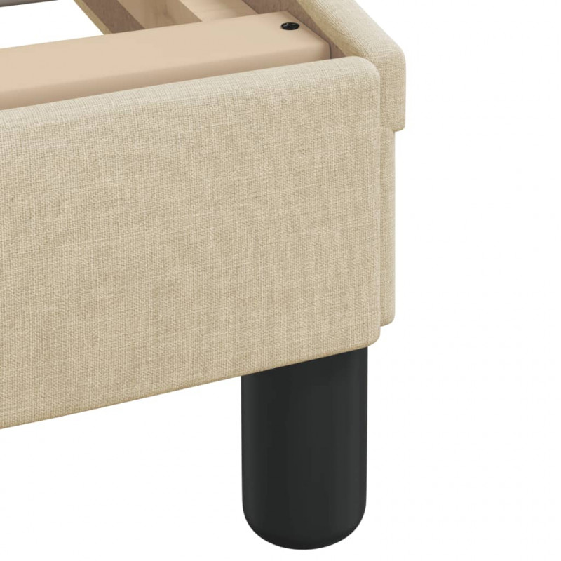 Rama łóżka z zagłówkiem bez materaca, kremowa, 90x200cm tkaniną