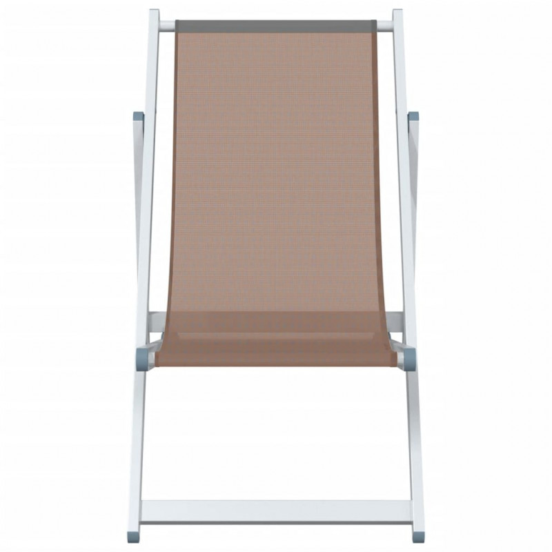 Składane krzesła plażowe, 2 szt., brąz, aluminium i textilene