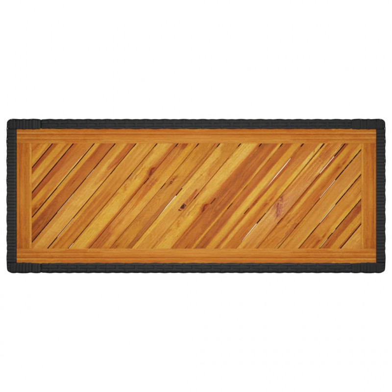 Stolik ogrodowy z drewnianym blatem, czarny, 100x40x75 cm