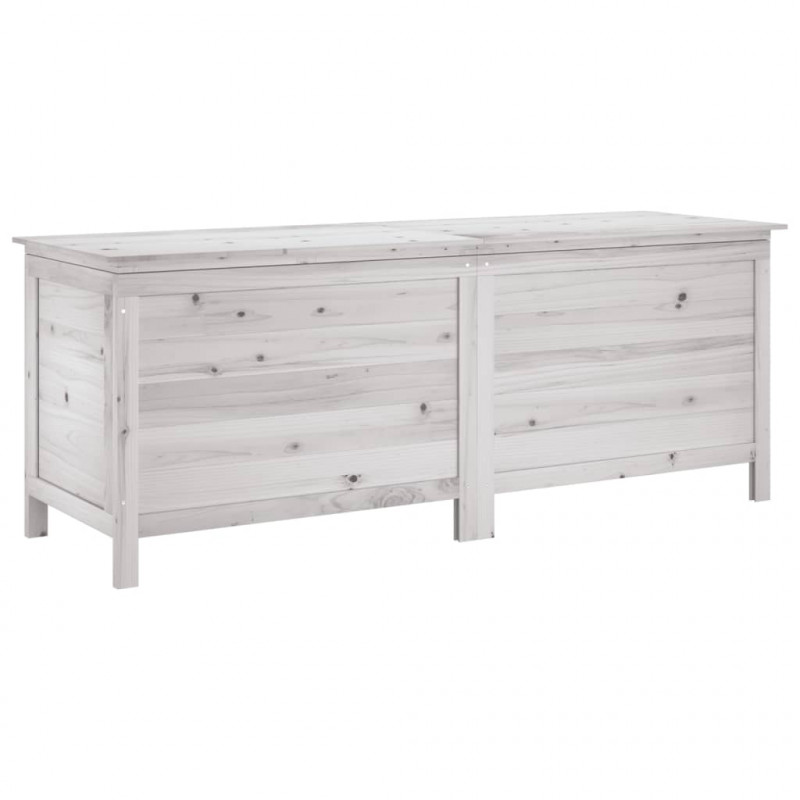 Skrzynia ogrodowa, biała, 150x50x56,5 cm, lite drewno jodłowe