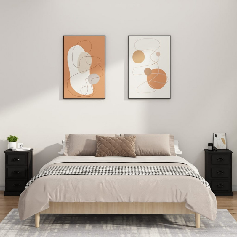 Szafka nocna, czarna, 39x39x67 cm, materiał drewnopochodny