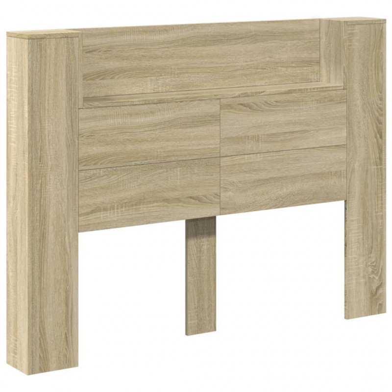 Zagłówek z półką i LED, dąb sonoma, 140x16,5x103,5 cm