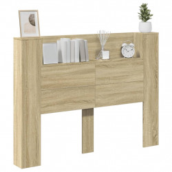 Zagłówek z półką i LED, dąb sonoma, 140x16,5x103,5 cm