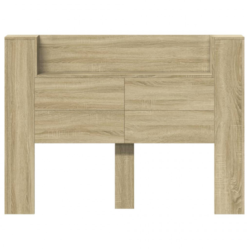 Zagłówek z półką i LED, dąb sonoma, 140x16,5x103,5 cm