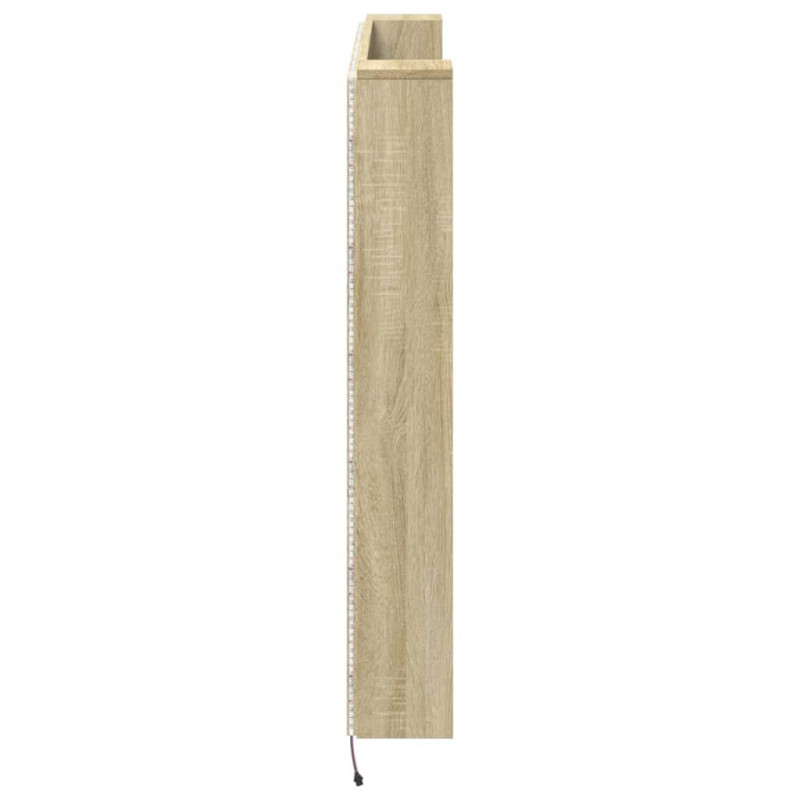 Zagłówek z półką i LED, dąb sonoma, 140x16,5x103,5 cm