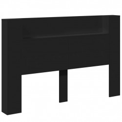 Zagłówek z półką i LED, czarny, 160x16,5x103,5 cm