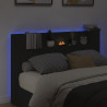 Zagłówek z półką i LED, czarny, 160x16,5x103,5 cm