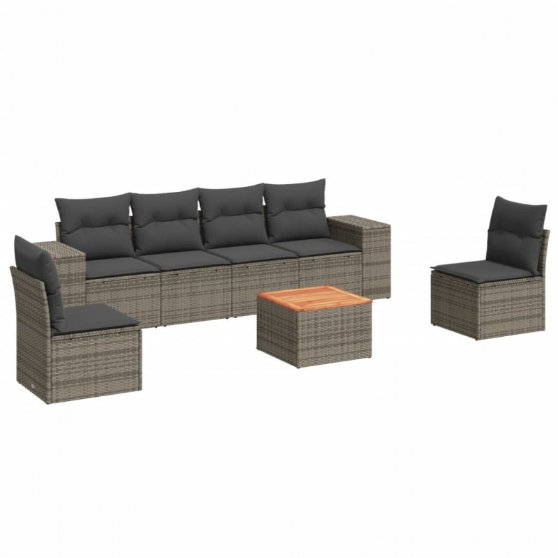 7-cz. zestaw wypoczynkowy do ogrodu, z poduszkami, szary