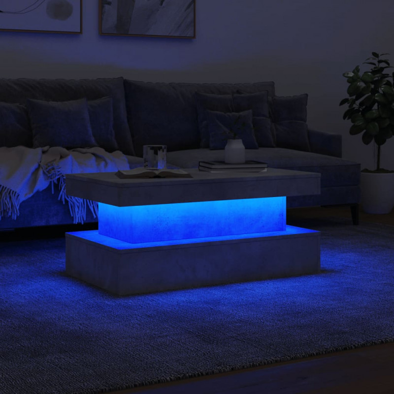 Stolik kawowy z oświetleniem LED, szarość betonu, 90x50x40 cm