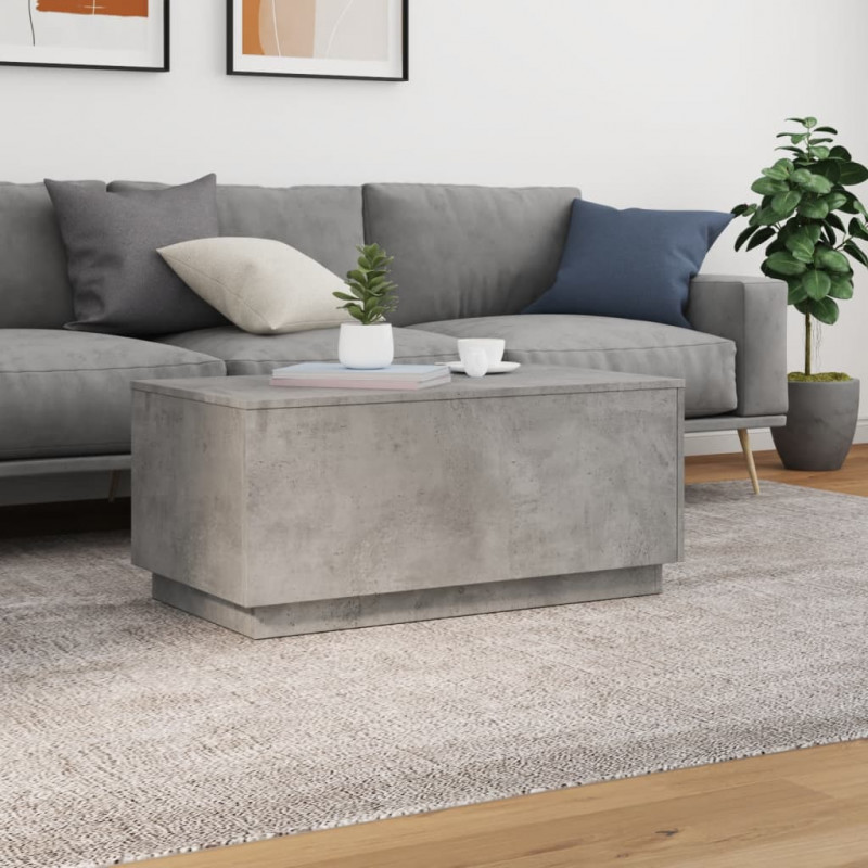 Stolik kawowy z oświetleniem LED, szarość betonu, 90x50x40 cm