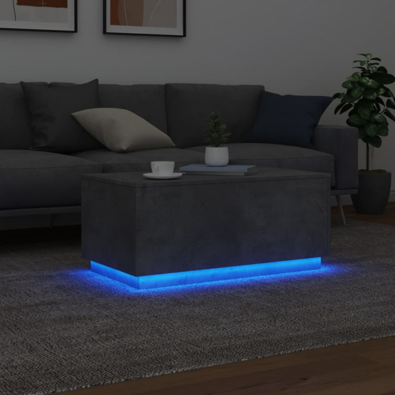 Stolik kawowy z oświetleniem LED, szarość betonu, 90x50x40 cm