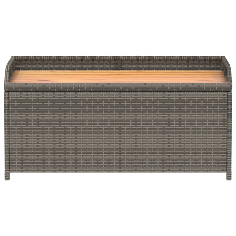 Ławka ze schowkiem, szara, 100x50x52 cm, polirattan i akacja