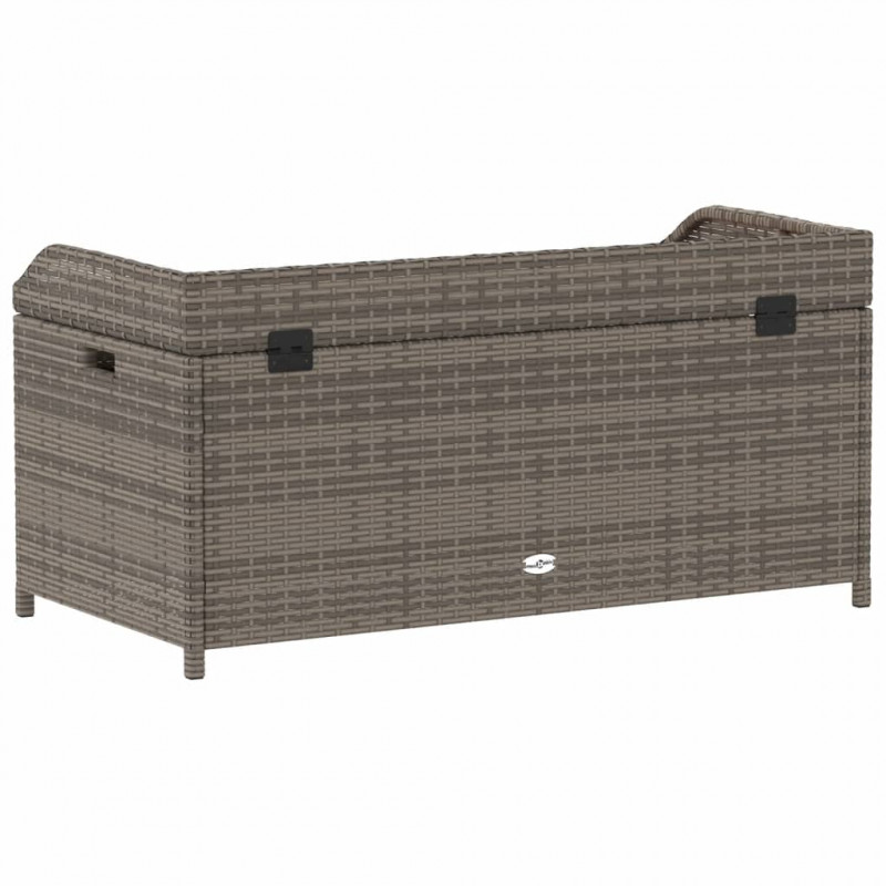 Ławka ze schowkiem, szara, 100x50x52 cm, polirattan i akacja