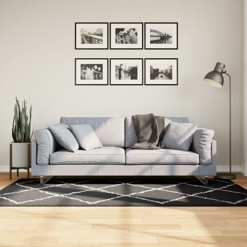 Dywan z długim włosiem PAMPLONA, czarno-kremowy, 100x200 cm