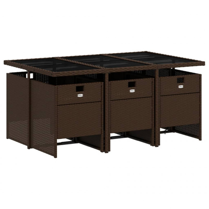 7-cz. zestaw mebli ogrodowych, z poduszkami, brązowy, rattan PE