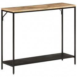 Stolik konsolowy, 90x30x75 cm, surowe drewno mango i żelazo