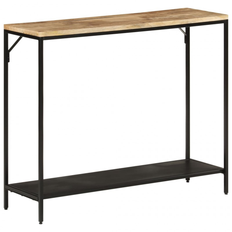 Stolik konsolowy, 90x30x75 cm, surowe drewno mango i żelazo