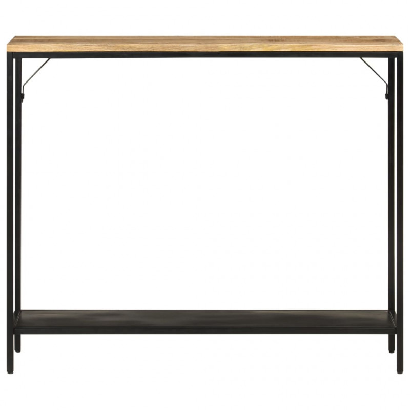 Stolik konsolowy, 90x30x75 cm, surowe drewno mango i żelazo