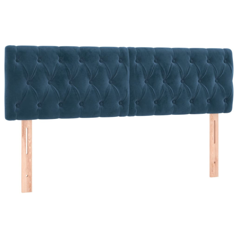 Łóżko kontynentalne, materac i LED, niebieski aksamit 140x190cm
