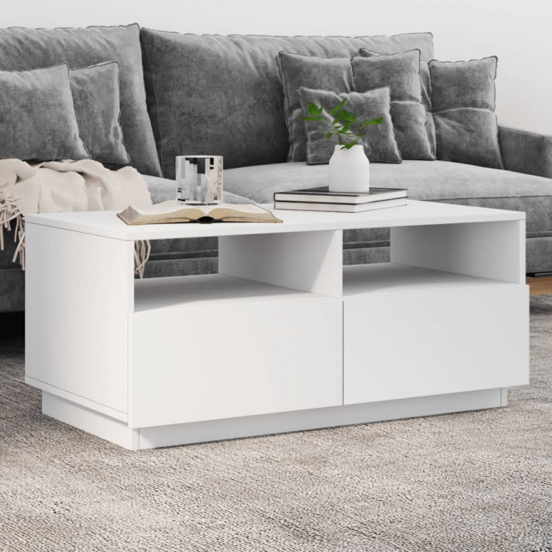 Stolik kawowy z podświetleniem LED, biały, 90x49x40 cm
