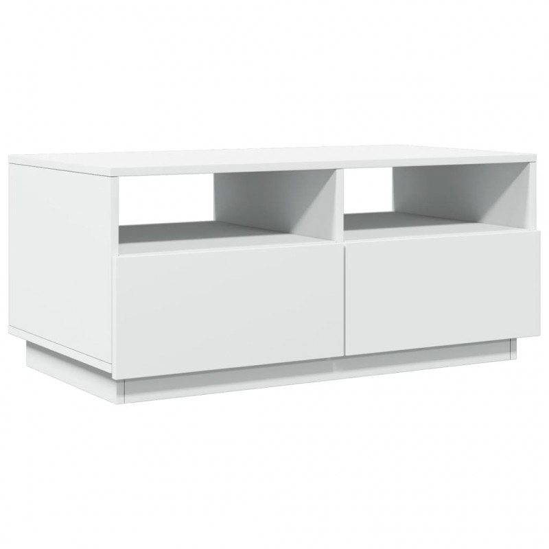 Stolik kawowy z podświetleniem LED, biały, 90x49x40 cm