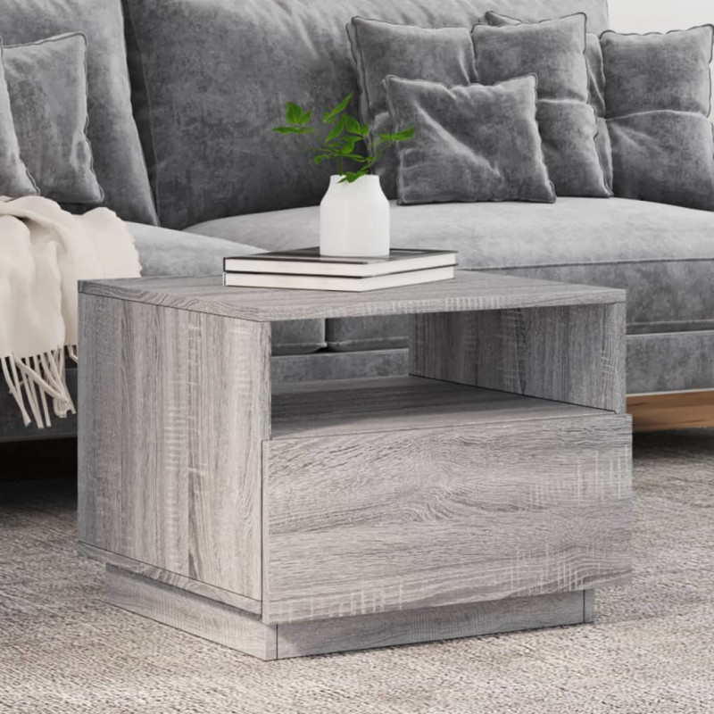 Stolik kawowy z LED, szary dąb sonoma, 50x49x40 cm