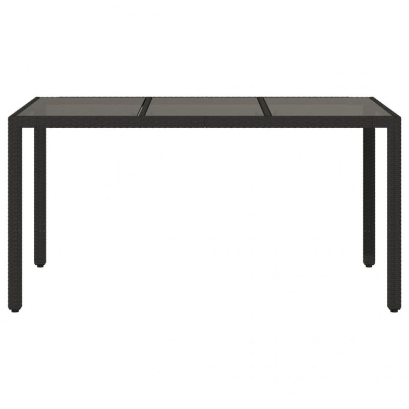 Stół ogrodowy ze szklanym blatem, czarny, 150x90x75cm rattan PE