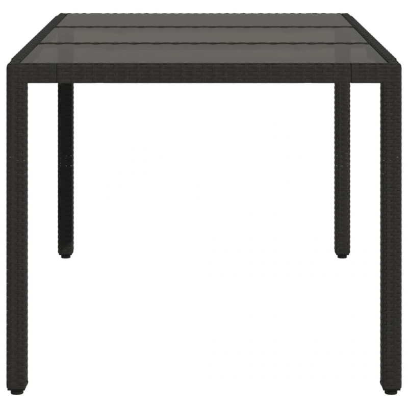Stół ogrodowy ze szklanym blatem, czarny, 150x90x75cm rattan PE