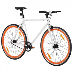 Rower single speed, biało-pomarańczowy, 700c, 55 cm