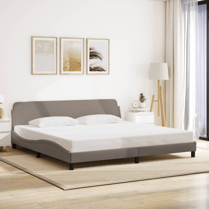 Rama łóżka bez materaca, taupe, 200x200 cm, obita tkaniną
