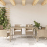 Stół ogrodowy ze szklanym blatem, beżowy, 150x90x75cm rattan PE