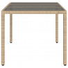 Stół ogrodowy ze szklanym blatem, beżowy, 150x90x75cm rattan PE