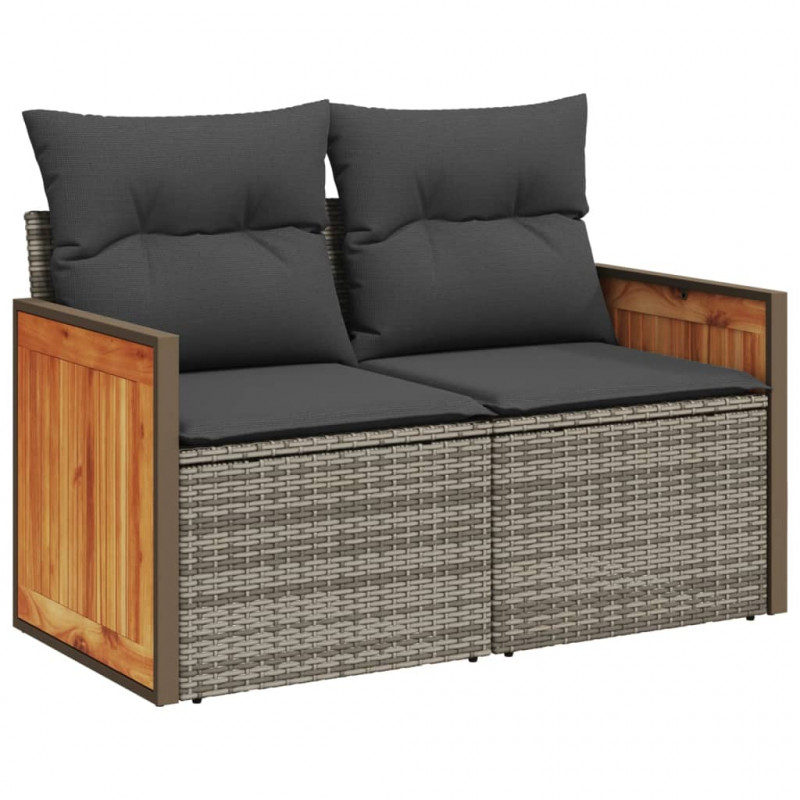 5-cz. zestaw wypoczynkowy do ogrodu, poduszki, szary rattan PE