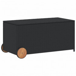 Skrzynia ogrodowa z kółkami, czarna, 190 L, polirattan
