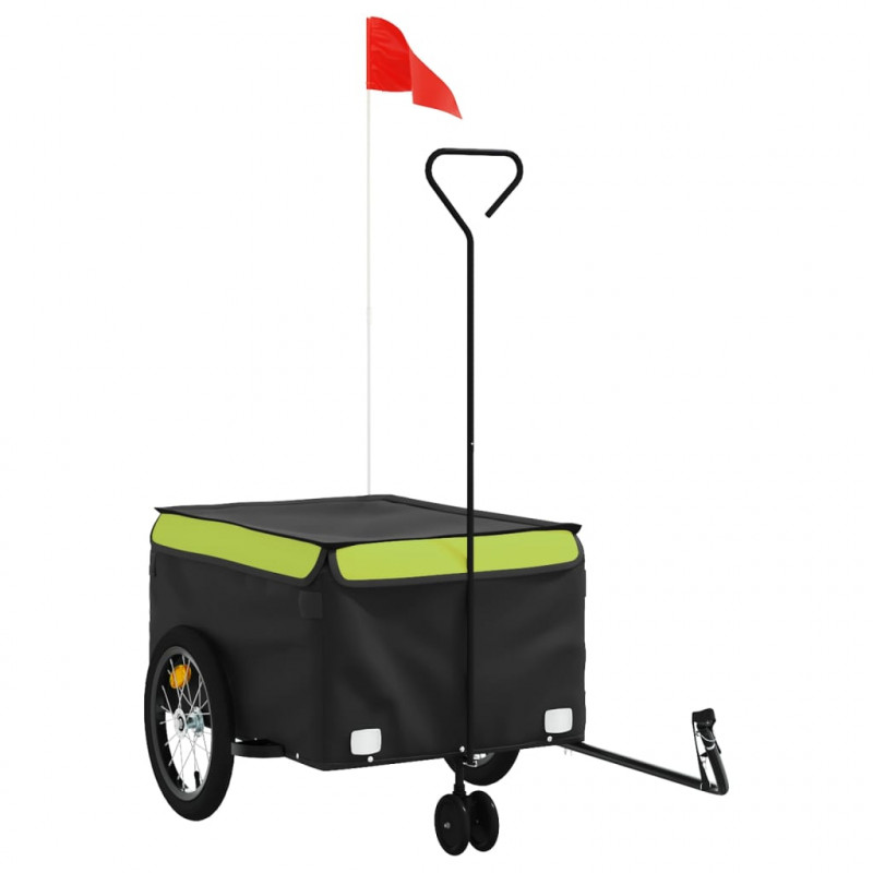 Przyczepka rowerowa, czarno-zielona, 45 kg, żelazo