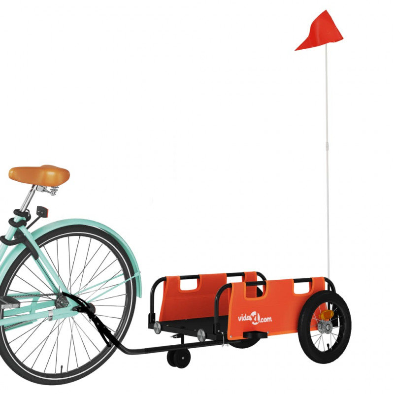Przyczepka rowerowa, pomarańczowa, tkanina Oxford i żelazo