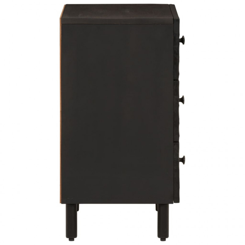 Szafka nocna, czarna, 50x33x60 cm, lite drewno mango