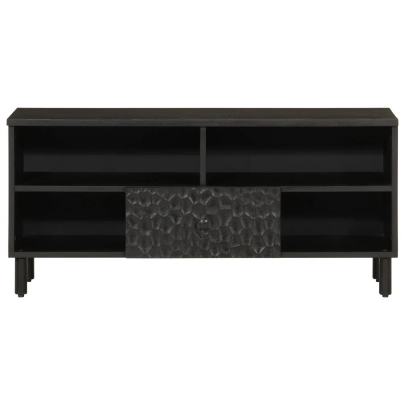 Szafka pod telewizor, czarna, 100x33x46 cm, lite drewno mango