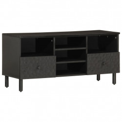 Szafka pod telewizor, czarna, 100x33x46 cm, lite drewno mango