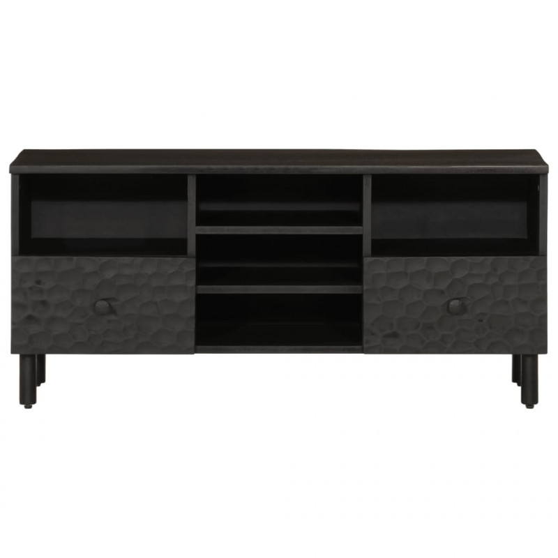 Szafka pod telewizor, czarna, 100x33x46 cm, lite drewno mango
