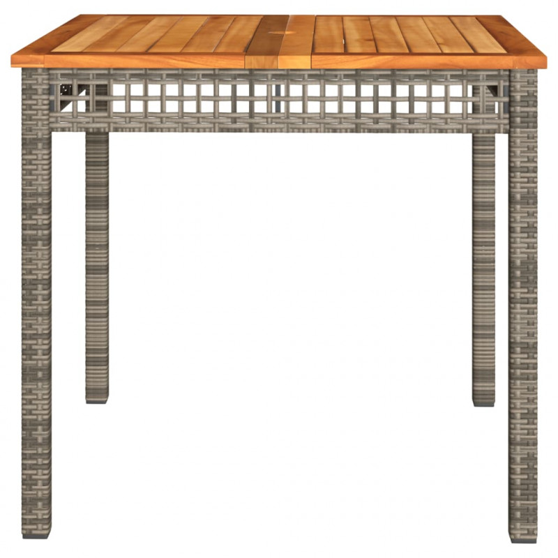 Stolik ogrodowy, szary, 80x80x74 cm, polirattan i akacja