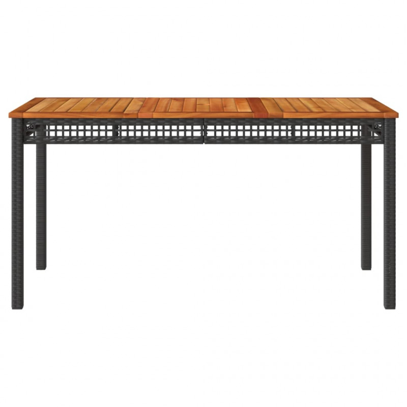 Stół ogrodowy, czarny, 140x80x75 cm, polirattan i akacja