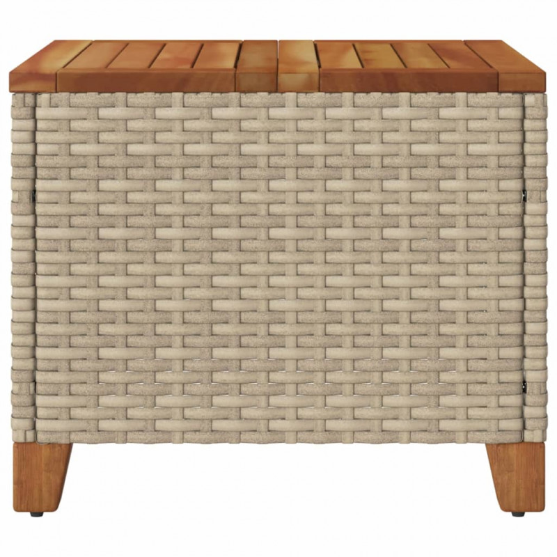 Stolik ogrodowy, beżowy, 45x45x37 cm, polirattan i akacja