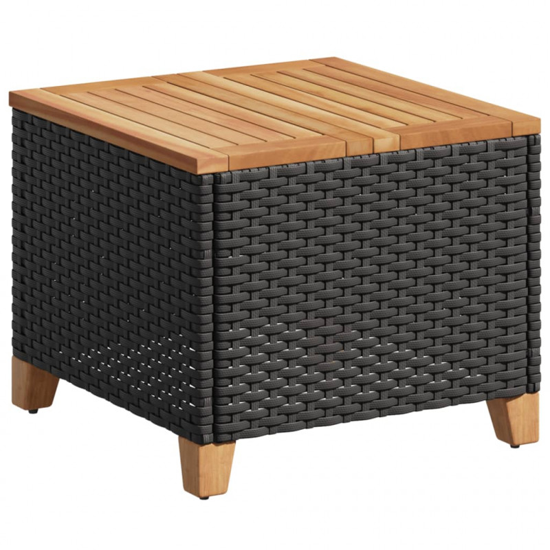 Stolik ogrodowy, czarny, 45x45x37 cm, polirattan i akacja