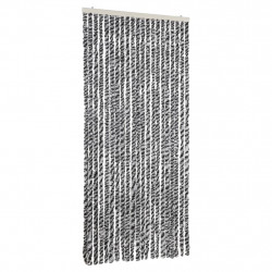 Zasłona przeciwko owadom, szaro-czarno-biała, 90x220, szenil