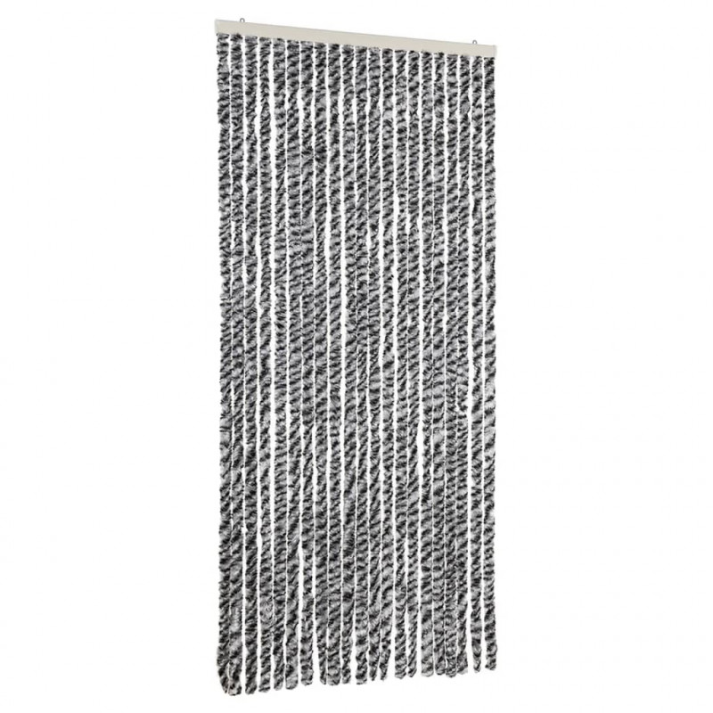 Zasłona przeciwko owadom, szaro-czarno-biała, 90x220, szenil