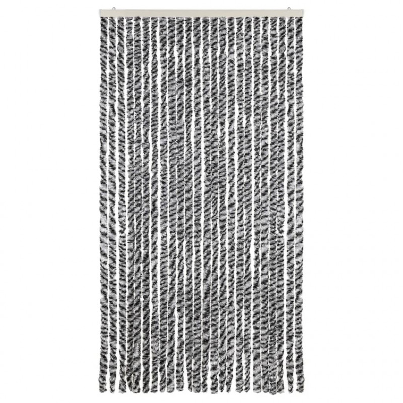 Zasłona przeciwko owadom, szaro-czarno-biała, 100x220, szenil